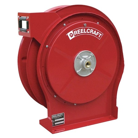 Spring Return Hose Reel, 3/8 in Hose Diameter, 50 ft Length, 500 psi Max. Pressure, Brass, Red