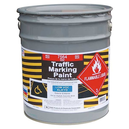Traffic Zone Marking Paint, 5 Gal., Red, Alkyd Solvent -Based