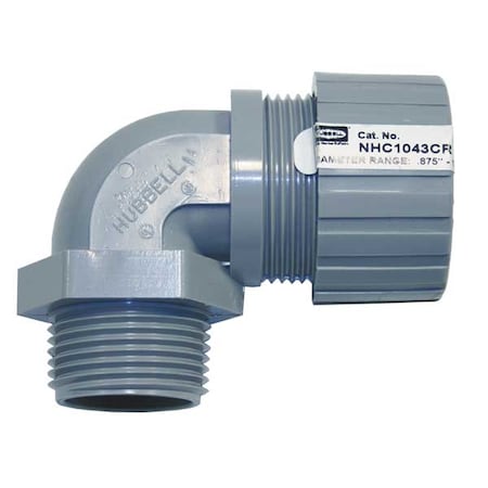 Liquid Tight Connector,1 in.,90 deg,Gray