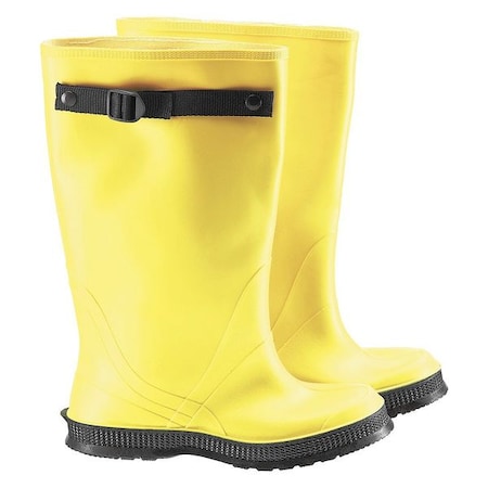 Overboots, Plain Toe, 17 in Height, Pull On Closure, Cleated Sole, Yellow, 11