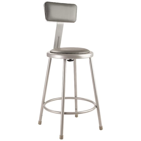 Round Stool with Backrest, Height 24"Gray