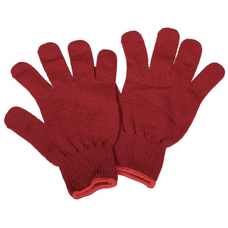 Knit Gloves, Acrylic, None Uncoated, Red, L, 1 PR