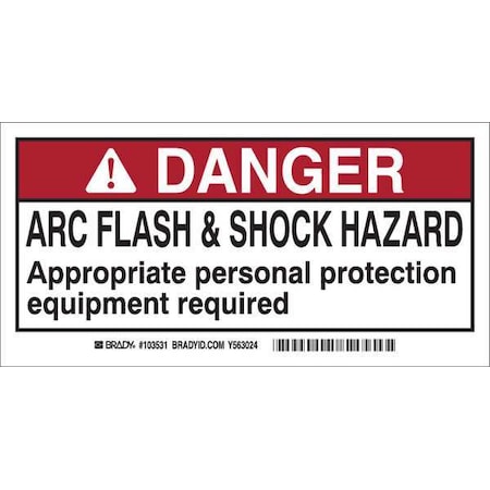 Arc Flash Protection Labl,2inHx4inW,PK10