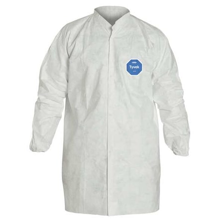 Tyvek 400 Disposable Lab Coat, Tyvek(R) 400, Snaps Closure, White, L, 30 PK