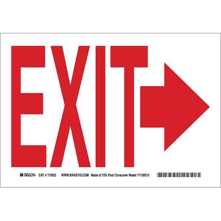 Exit Sign, Plastic, 14" W, 10" H, Exit, White