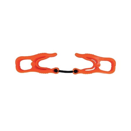 Glove Holder Clips, Plastic, Org, 6-3/8 in L, PR