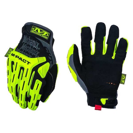 M-Pact(R) Hi-Vis Cut-Resistant Impact Gloves, Synthetic Leather, Armortex(R) Palm, 11, Yellow