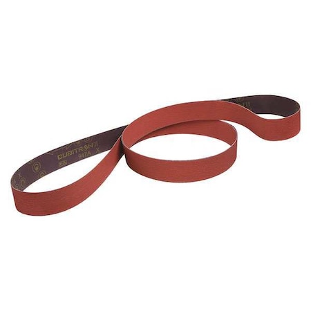 Sanding Belt, 1/2 in W, 18 in L, Coated, Ceramic, 80 Grit, Medium, 947A, Maroon