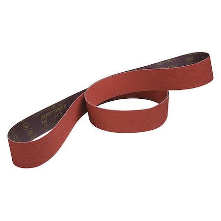Sanding Belt, 2 in W, 72 in L, Coated, Ceramic, 80 Grit, Medium, 947A, Maroon