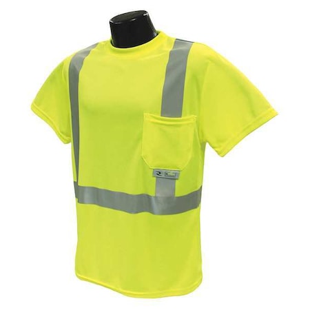 T-Shirt, Type R Class 2, R, Birdseye Mesh, Hi-Vis Green, L