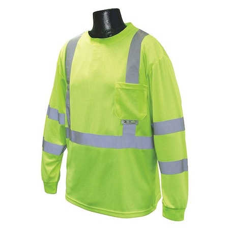 Long Sleeve Shirt, Type R Class 3, Birdseye Mesh, Hi-Vis Green, XL