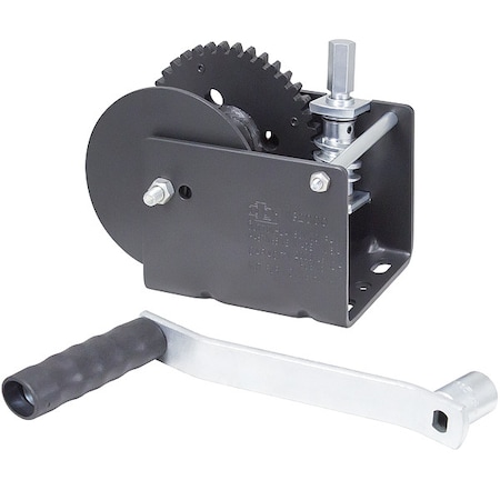 Gear Winch w/Hex Drive,Worm Gear,2000 lb