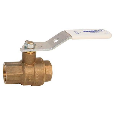1/4" FNPT Bronze Ball Valve 2-Way, Seat Material: PTFE