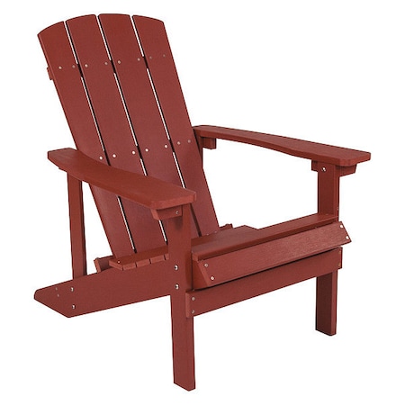 Adirondack Chair, Red Seat, Wood Back, 29.5 W 33-1/2" L 35 H, Extra Wide and Long