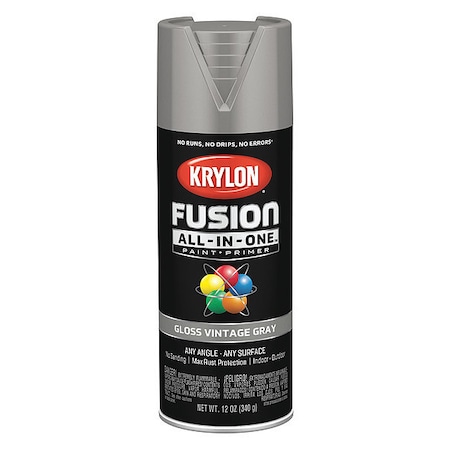 Rust Preventative Spray Paint, Vintage Gray, Gloss, Solvent, 12 oz