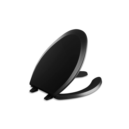 Lustra Elongated Toilet Seat With Cover, Plastic; Sturdy plastic, Black