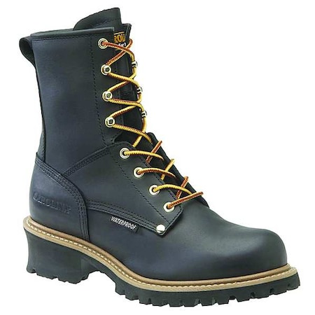 Men's Logger Boot, 9 EE, Steel Toe, 8 in H, Black, CA9823