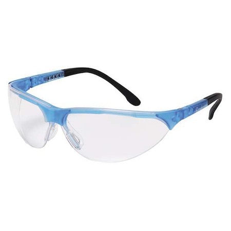 RENDEZVOUS(R), Safety Glasses, Anti-Scratch, Clear Lens, Blue Frame, Half-Frame