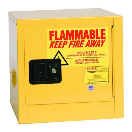 Hazardous Material Storage Cabinet, 2 gal, 1 Shelves, Steel, 17 in W x 18 in H x 17 in D, Yellow