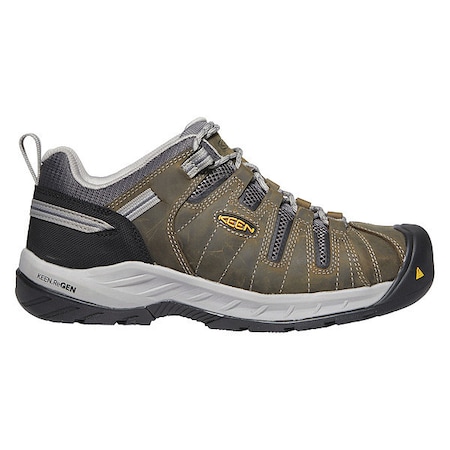 Men's Hiker Shoe, 12 Leather, Mesh Upper, Steel Toe, 3 in H, Gargoyle/Paloma, 1023267