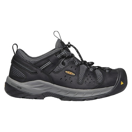 Men's Hiker Shoe, 10 1/2 Leather, Mesh Upper, Steel Toe, 3 in H, Black/Dark Shadow, 1023216