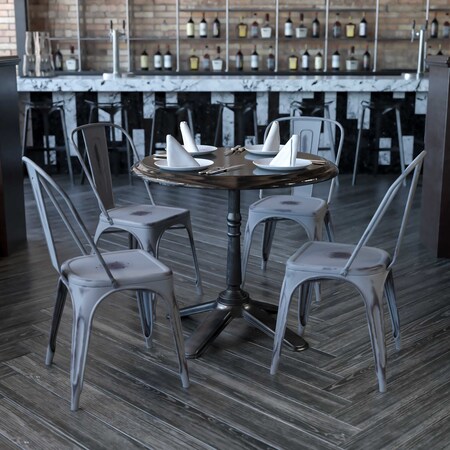 Distressed Silver Gray Metal Indoor,PK4