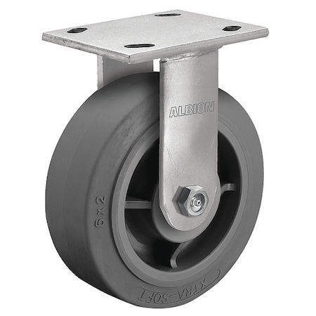 6" X 2" Non-Marking Rubber Soft Flat Rigid Caster, No Brake, Loads Up To 600 lb