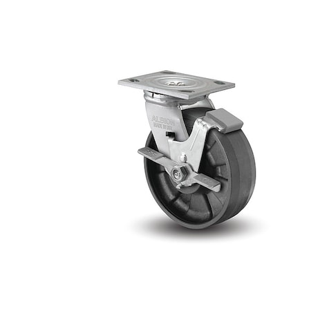 8" X 2" Non-Marking Nylon Maxim Swivel Caster, Face Brake, Loads Up To 1250 lb