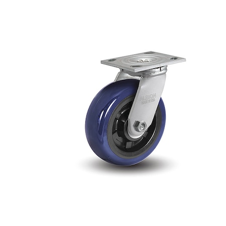 8" X 2" Non-Marking Polyurethane Premium Swivel Caster, No Brake, Loads Up To 1200 lb