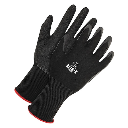 Coated Gloves, Foam Latex, Rough, Palm, Not Rated Abrasion Level, Black, M (8) 1 PR