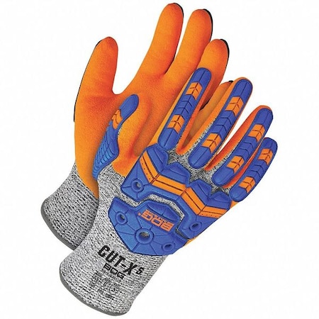 Cut-Resistant Impact Gloves, Cut Level A5 ,Dipped ,Nitrile ,Sandy ,L 1 PR