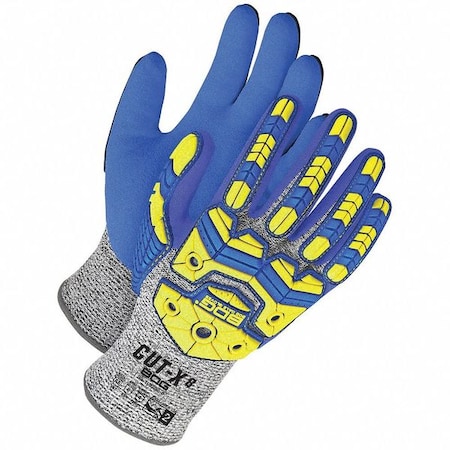 Cut-Resistant Impact Gloves, Cut Level A8 ,Dipped ,Nitrile ,Sandy ,L 1 PR