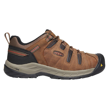 Men's Hiker Shoe, 10 1/2 Leather, Mesh Upper, Steel Toe, 3 in H, Rust/Shitake, 1023268