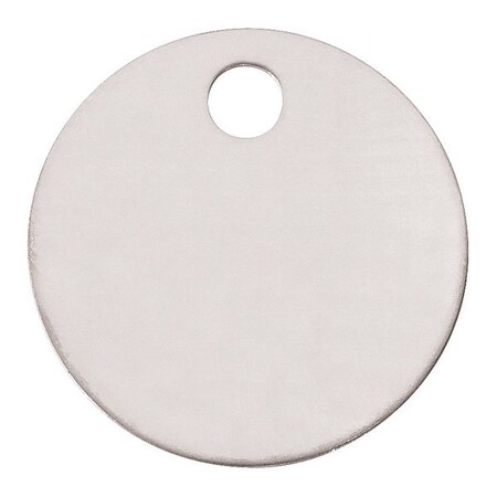 Marker Tag, 304 Stainless Steel, 1 in H x 1 in W, Silver, Circle, 25 PK