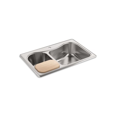 Staccato 33" X 22" X 8-5/16" Top-Mou, Drop In Mount, 1 Hole, Stainless