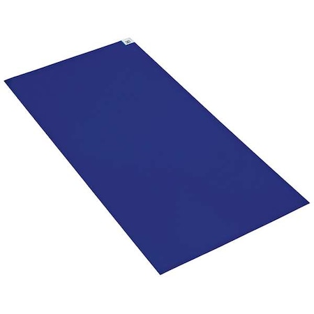 Tacky Floor Mat, 24 in Wide x 45 in Long, 2 mil Thickness, Polyethylene, Blue, PK4
