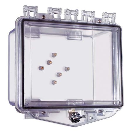 Enclosure, Polycarbonate, Surface Mount, 10 in W x 5 1/4 in H x 10 in D, Clear