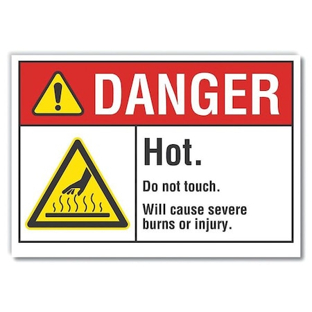 Hot Surface Sign, 3 1/2 in H x 5 in W, Reflective Sheeting