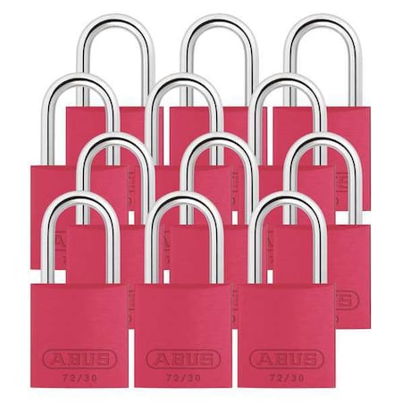 Lockout Padlock, Keyed Alike, Aluminum, Red, 1 in Shackle Height, 1 1/4 in Body Width, 12 PK