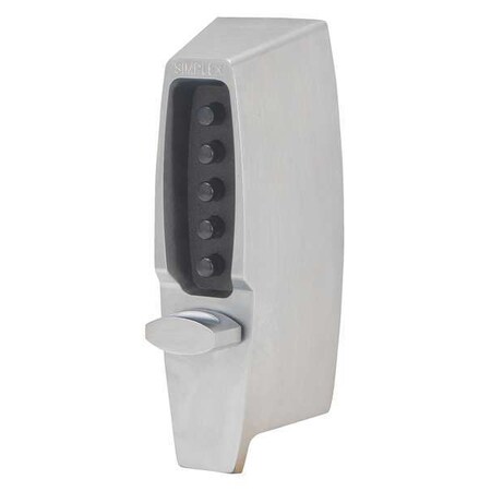Mechanical Push Button Lockset, Satin Chrome, 1-3/8" to 2-1/4" For Door Thickness, 5 Number of Keys