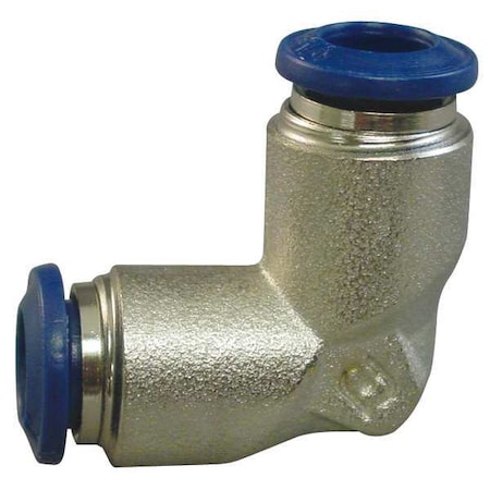 Push-Fit Elbow Fitting, Push-to-Connect x Push-to-Connect, 5/32 in Tube OD, Metal, 5 PK
