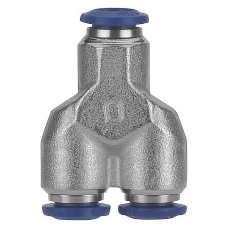 Push-Fit Wye Fitting, Push-to-Connect x Push-to-Connect x Push-to-Connect, 3/8 in Tube OD, Metal
