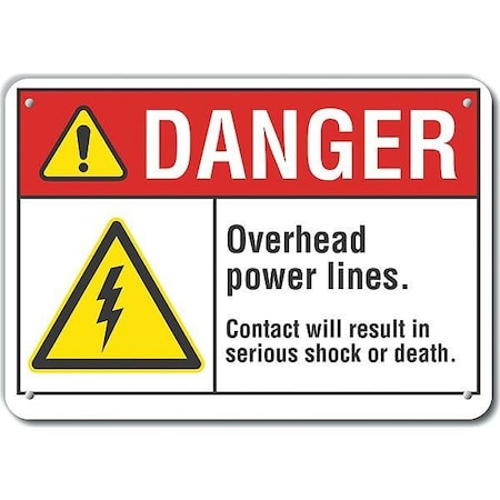 Danger Sign, 10 in Height, 14 in Width, Aluminum, Horizontal Rectangle, English