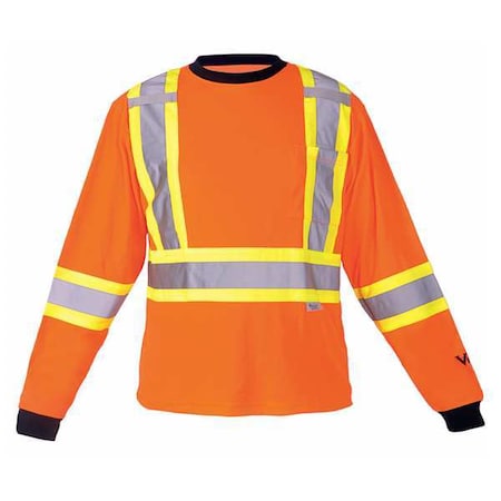 Unisex High Visibility Long Sleeve Shirt, Polyester/Cotton, Pullover, Orange, M