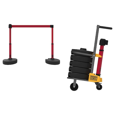 Belt Barrier System, 15 ft Length, 22 in to 42 in Post Height, Danger Keep Out