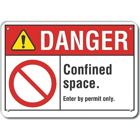 Alum Danger Confined Space,10"x7", LCU4-0116-NA_10X7