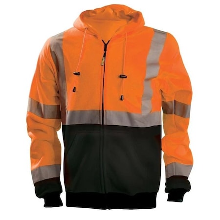 Unisex Hooded Sweatshirt, Polyester, zipper, Orange, L