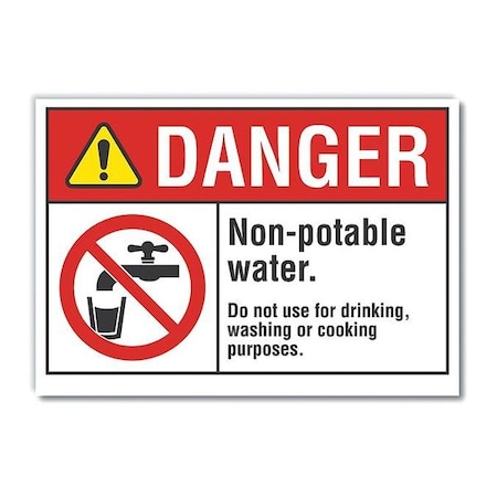 Danger, Non-potable water. Do not use for drinking, washing.,5 in W x 3.5 in H, LCU4-0146-RD_5X3.5