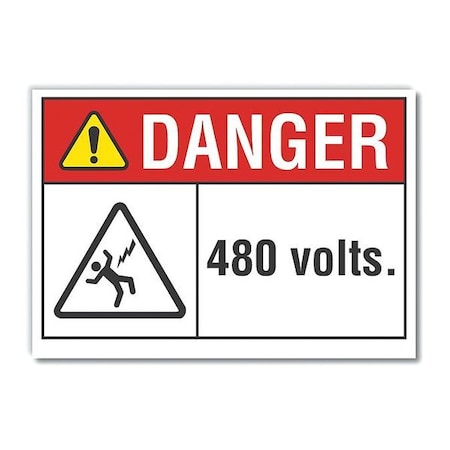 Refldecaldanger 480 Volts,5"x3.5"