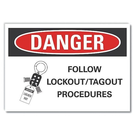 Danger Sign, 3 1/2 in Height, 5 in Width, Polyester, Horizontal Rectangle, English